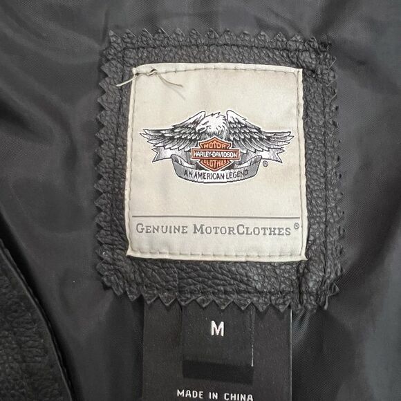 Harley Davidson Women's Black Embroidered Vest Medium Pig Leather Snap Up Biker - Picture 3 of 16